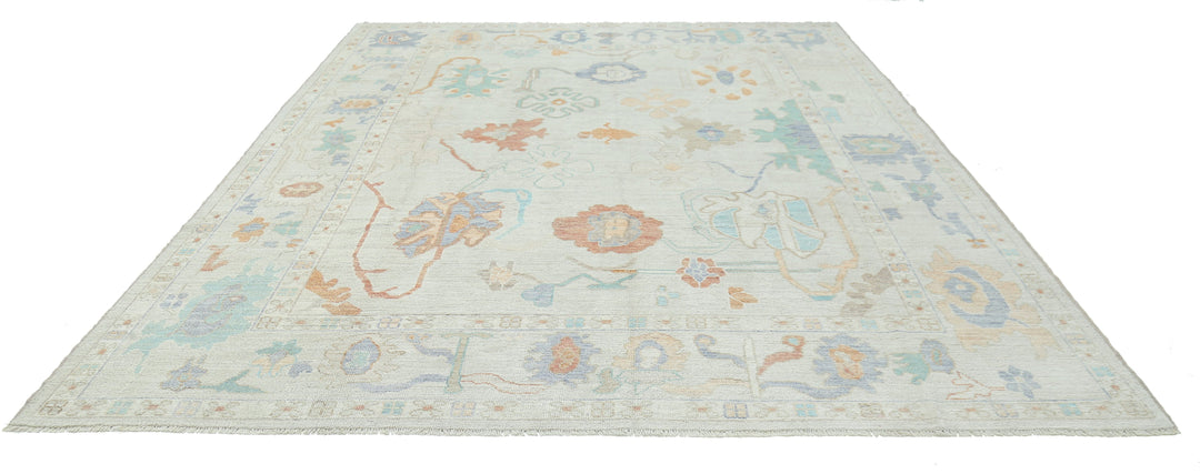 Hand Knotted Oushak Wool Rug 9' 0" x 11' 11" - No. AT66354
