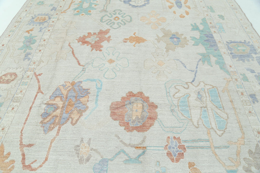 Hand Knotted Oushak Wool Rug 9' 0" x 11' 11" - No. AT66354