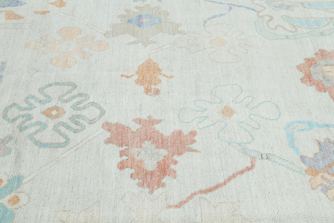 Hand Knotted Oushak Wool Rug 9' 0" x 11' 11" - No. AT66354