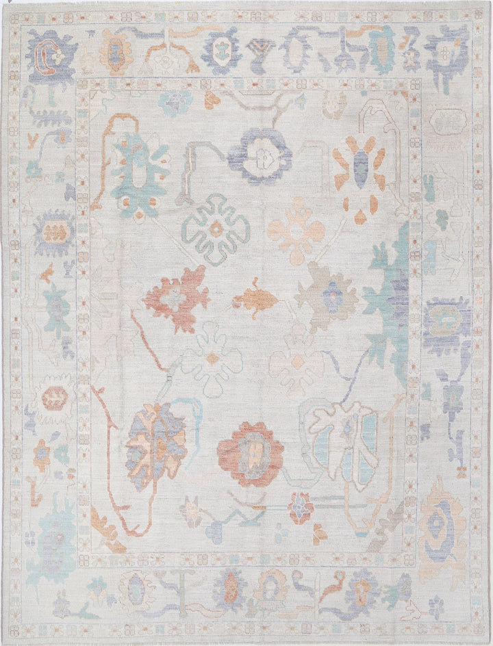 Hand Knotted Oushak Wool Rug 9' 0" x 11' 11" - No. AT66354