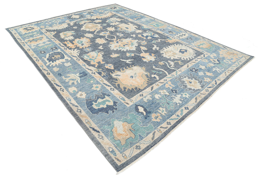 Hand Knotted Oushak Wool Rug 8' 11" x 11' 7" - No. AT14802