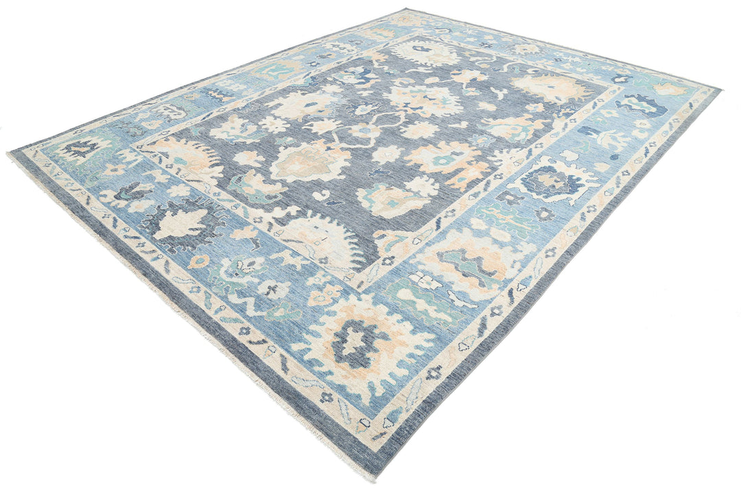 Hand Knotted Oushak Wool Rug 8' 11" x 11' 7" - No. AT14802