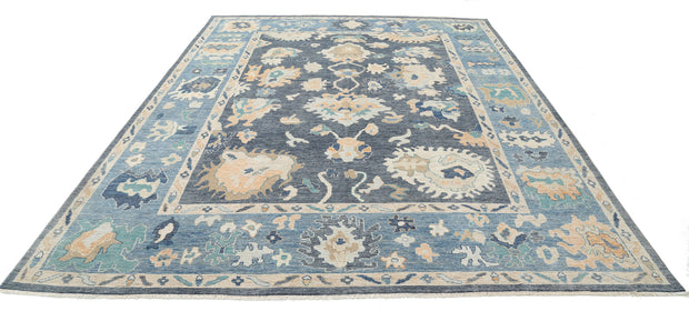 Hand Knotted Oushak Wool Rug 8' 11" x 11' 7" - No. AT14802