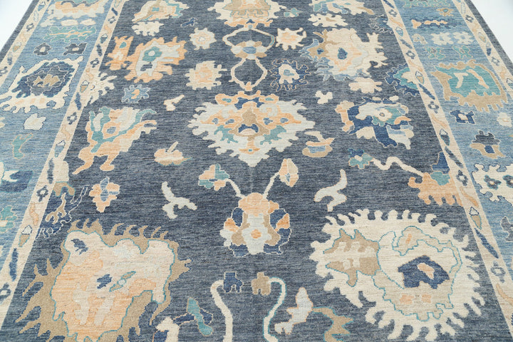 Hand Knotted Oushak Wool Rug 8' 11" x 11' 7" - No. AT14802