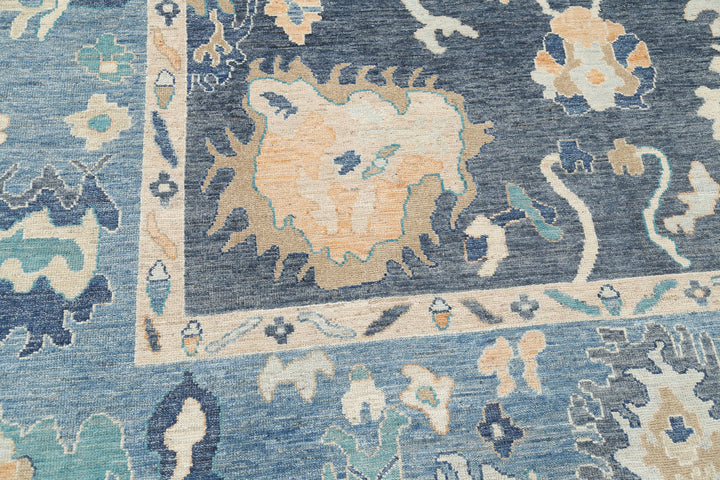 Hand Knotted Oushak Wool Rug 8' 11" x 11' 7" - No. AT14802