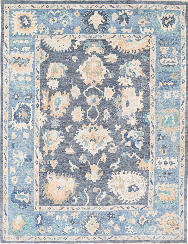 Hand Knotted Oushak Wool Rug 8' 11" x 11' 7" - No. AT14802