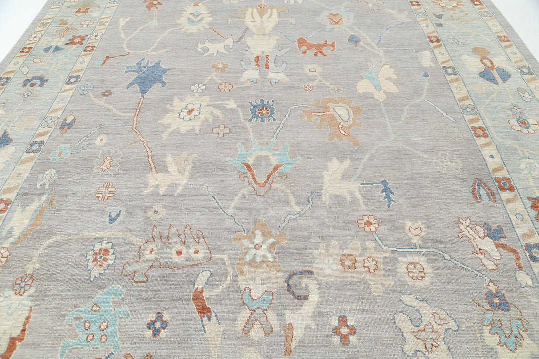 Hand Knotted Oushak Wool Rug 10' 0" x 13' 6" - No. AT99472