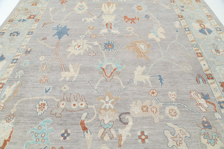 Hand Knotted Oushak Wool Rug 10' 0" x 13' 6" - No. AT99472