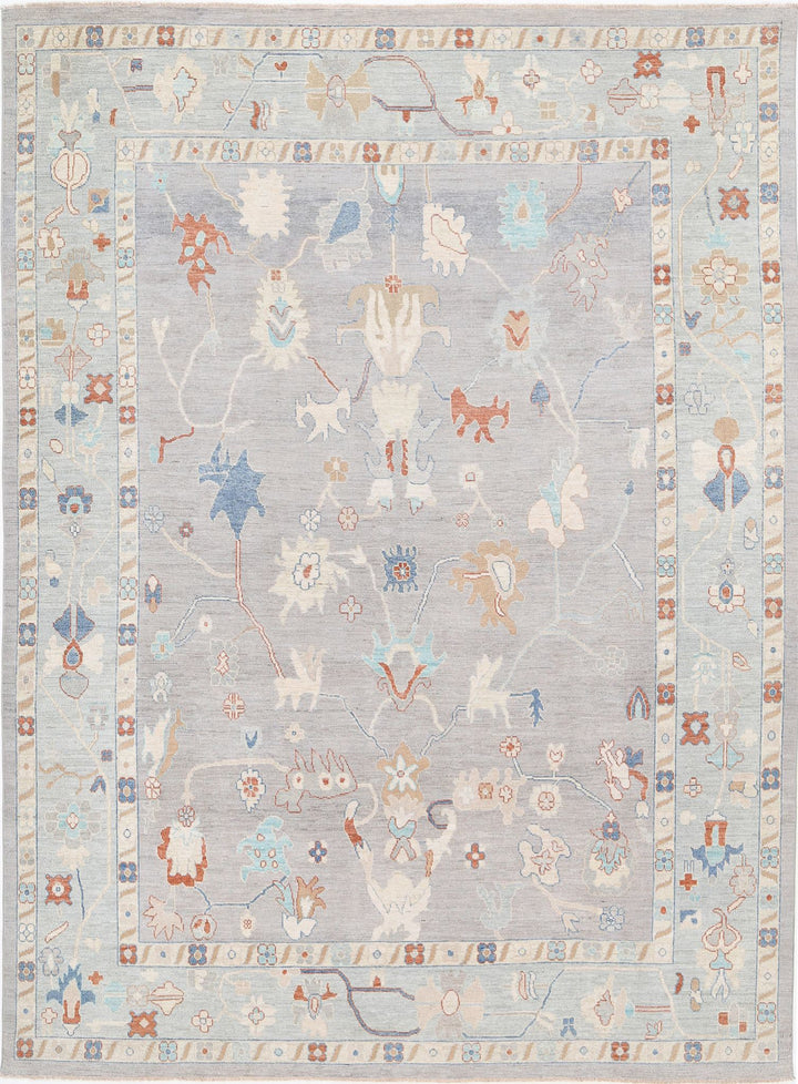 Hand Knotted Oushak Wool Rug 10' 0" x 13' 6" - No. AT99472