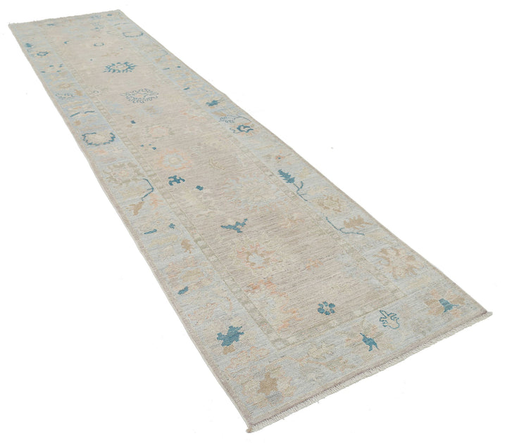 Hand Knotted Oushak Wool Rug 3' 2" x 12' 11" - No. AT13640