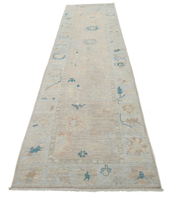 Hand Knotted Oushak Wool Rug 3' 2" x 12' 11" - No. AT13640