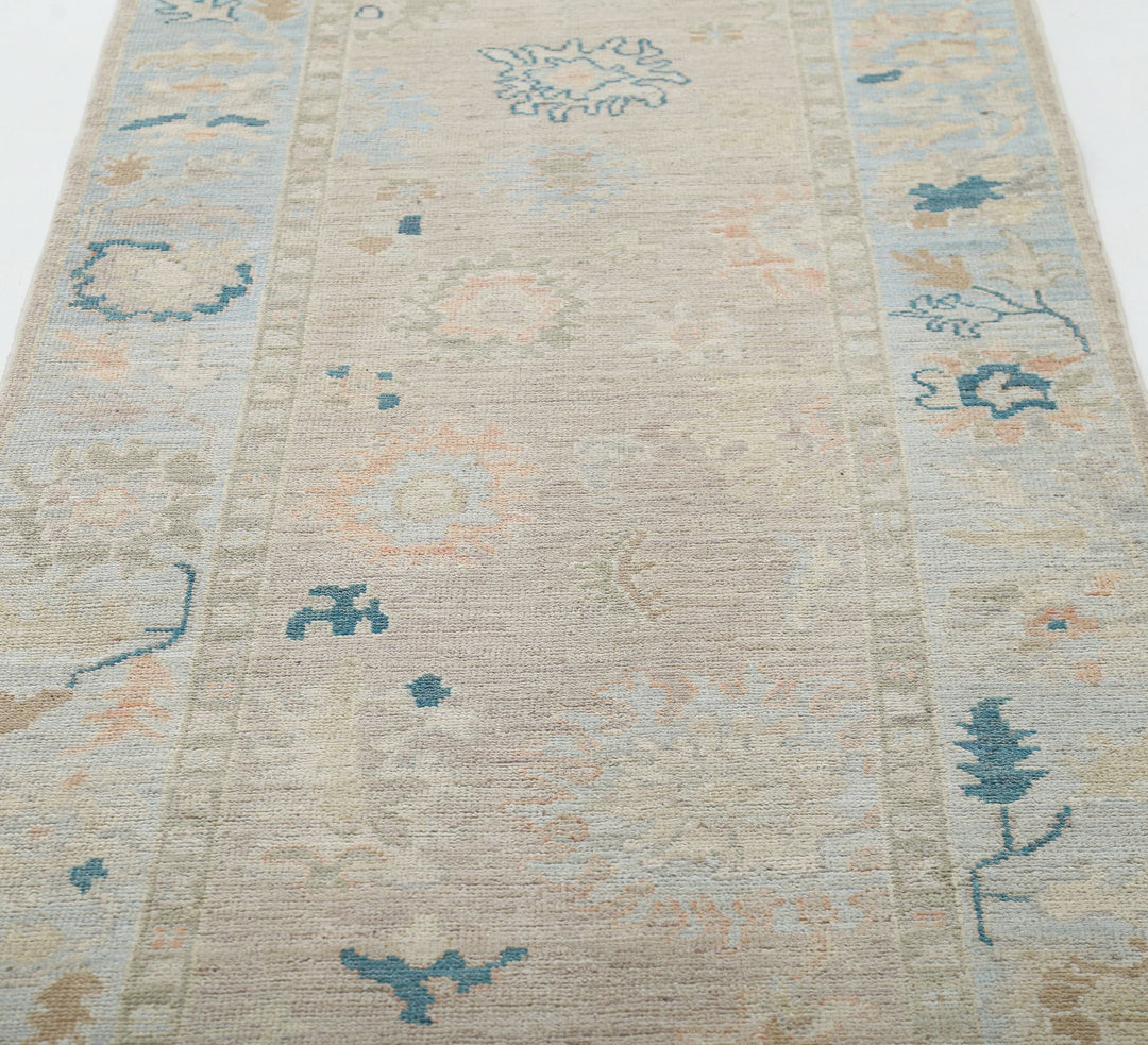 Hand Knotted Oushak Wool Rug 3' 2" x 12' 11" - No. AT13640
