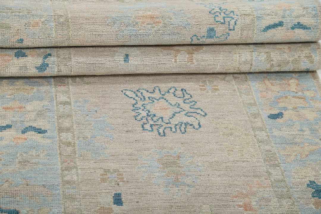 Hand Knotted Oushak Wool Rug 3' 2" x 12' 11" - No. AT13640