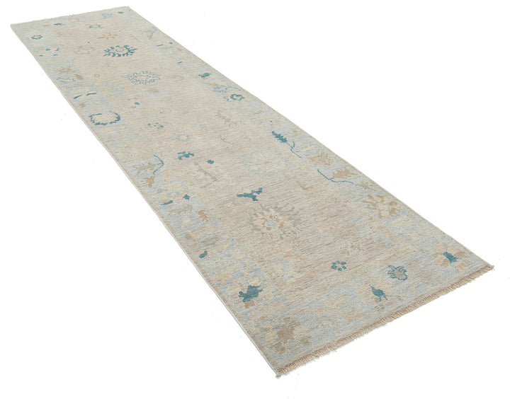 Hand Knotted Oushak Wool Rug 3' 1" x 11' 7" - No. AT32254