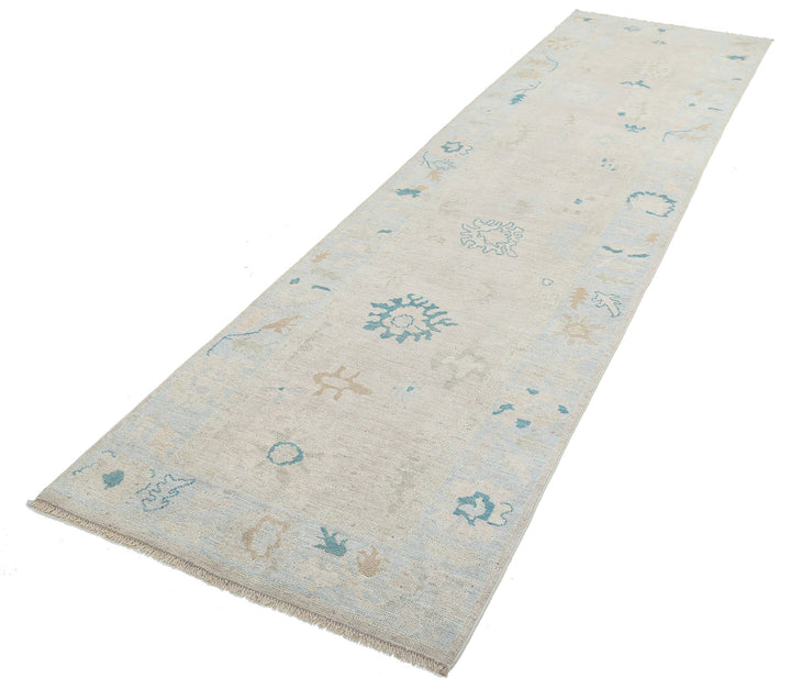 Hand Knotted Oushak Wool Rug 3' 1" x 11' 7" - No. AT32254