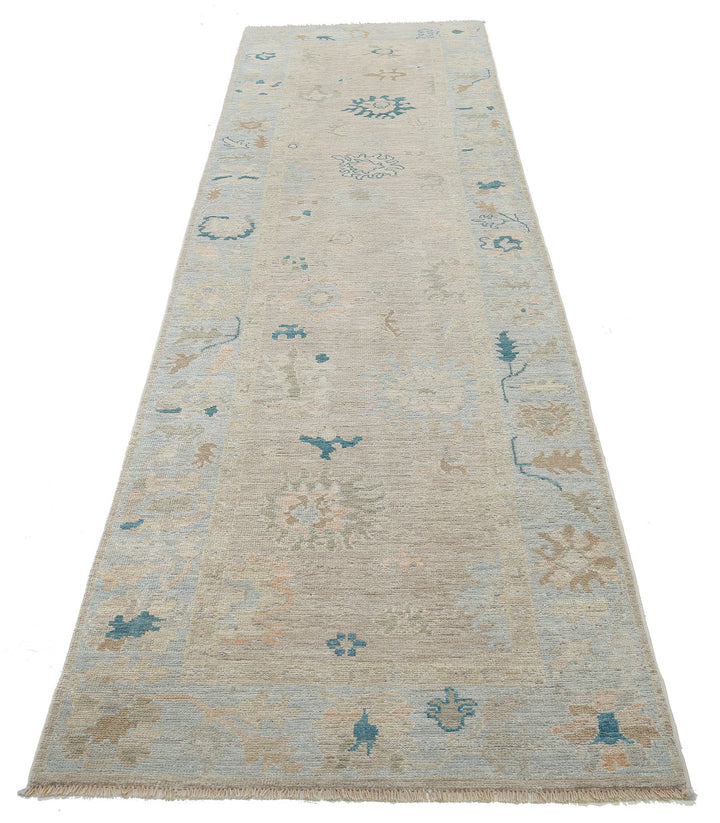 Hand Knotted Oushak Wool Rug 3' 1" x 11' 7" - No. AT32254