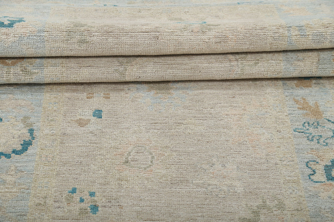 Hand Knotted Oushak Wool Rug 3' 1" x 11' 7" - No. AT32254