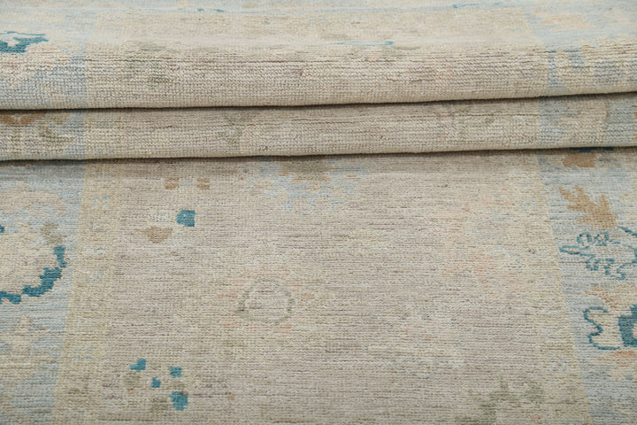 Hand Knotted Oushak Wool Rug 3' 1" x 11' 7" - No. AT32254