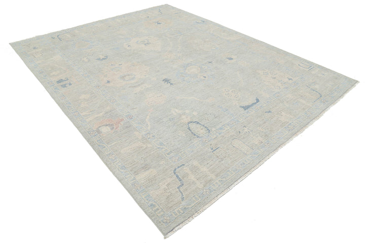 Hand Knotted Oushak Wool Rug 7' 10" x 9' 9" - No. AT53811