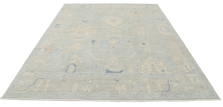 Hand Knotted Oushak Wool Rug 7' 10" x 9' 9" - No. AT53811