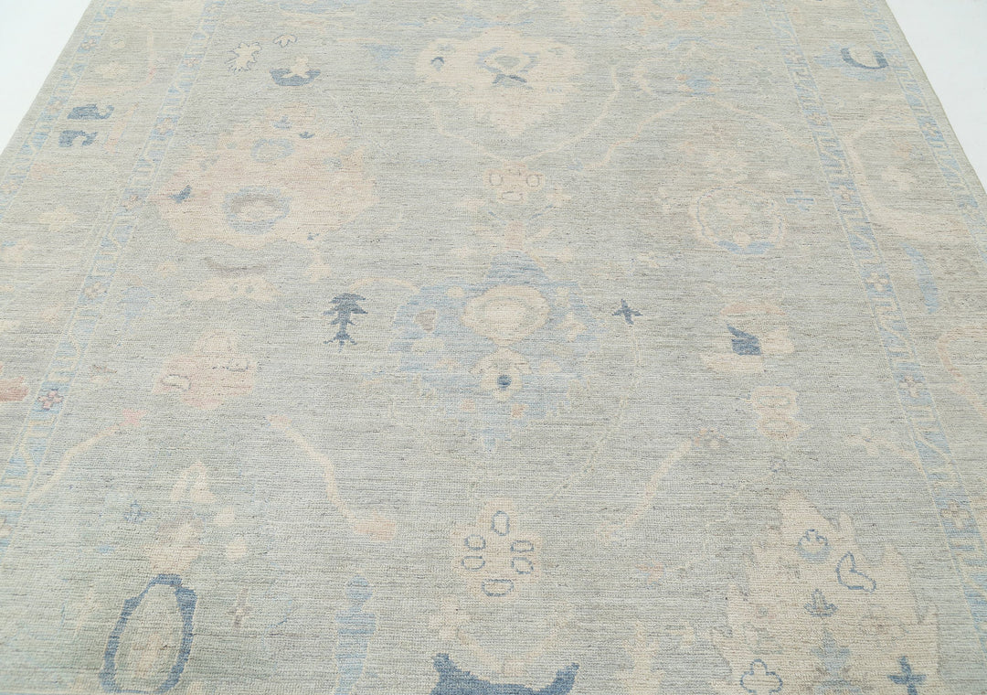 Hand Knotted Oushak Wool Rug 7' 10" x 9' 9" - No. AT53811