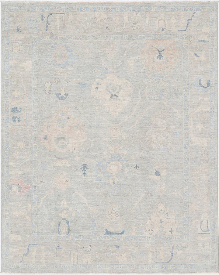 Hand Knotted Oushak Wool Rug 7' 10" x 9' 9" - No. AT53811