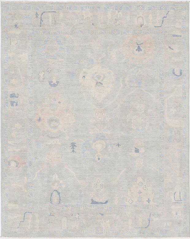 Hand Knotted Oushak Wool Rug 7' 10" x 9' 9" - No. AT53811