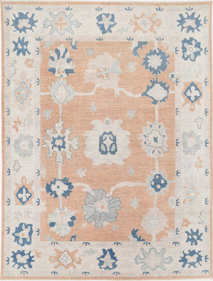 Hand Knotted Oushak Wool Rug 9' 0" x 12' 0" - No. AT98446