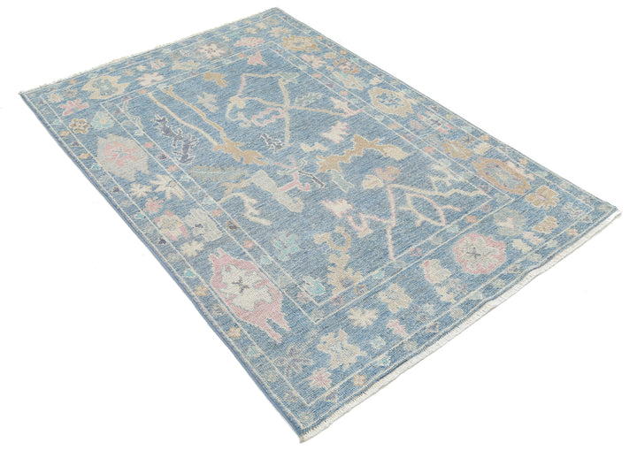 Hand Knotted Oushak Wool Rug 4' 0" x 5' 10" - No. AT33128
