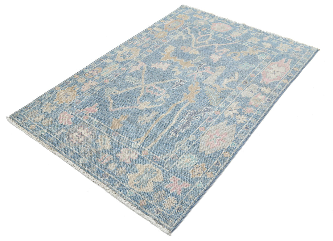 Hand Knotted Oushak Wool Rug 4' 0" x 5' 10" - No. AT33128