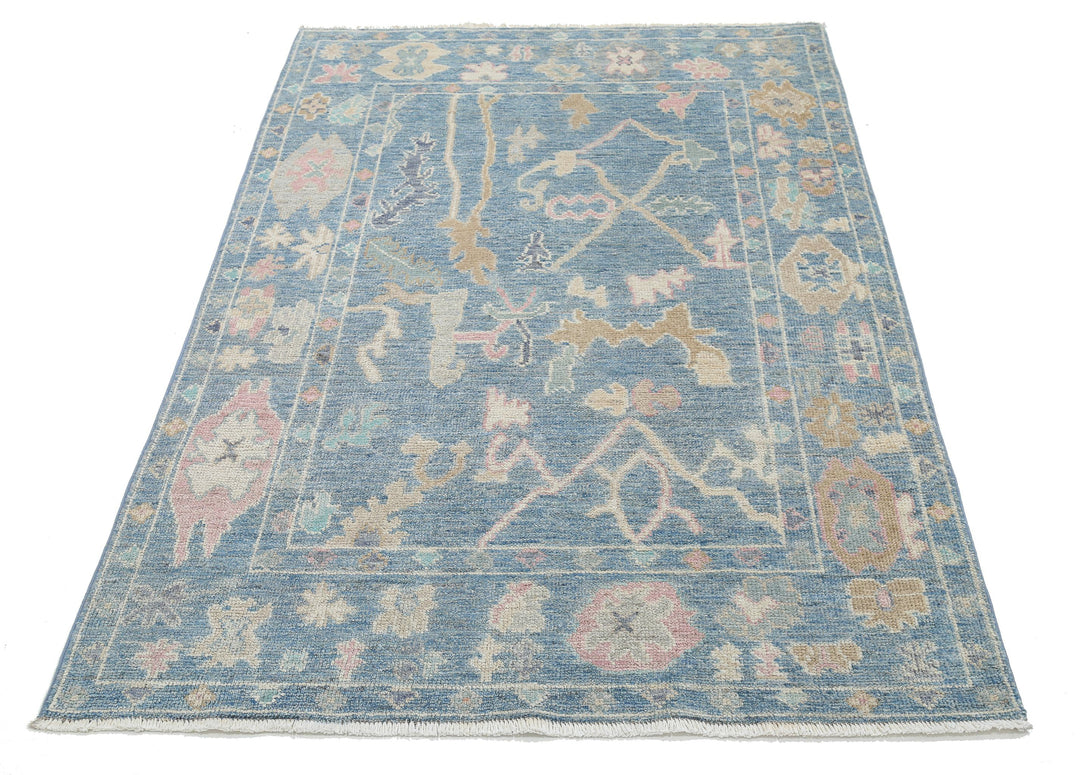 Hand Knotted Oushak Wool Rug 4' 0" x 5' 10" - No. AT33128