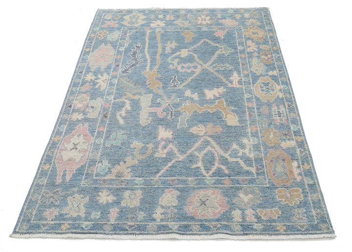 Hand Knotted Oushak Wool Rug 4' 0" x 5' 10" - No. AT33128
