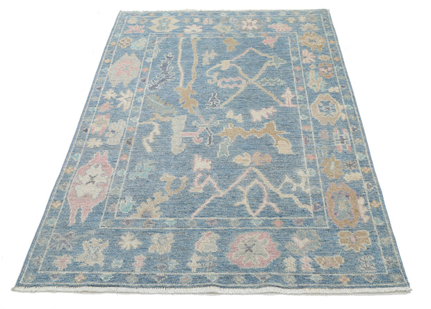 Hand Knotted Oushak Wool Rug 4' 0" x 5' 10" - No. AT33128