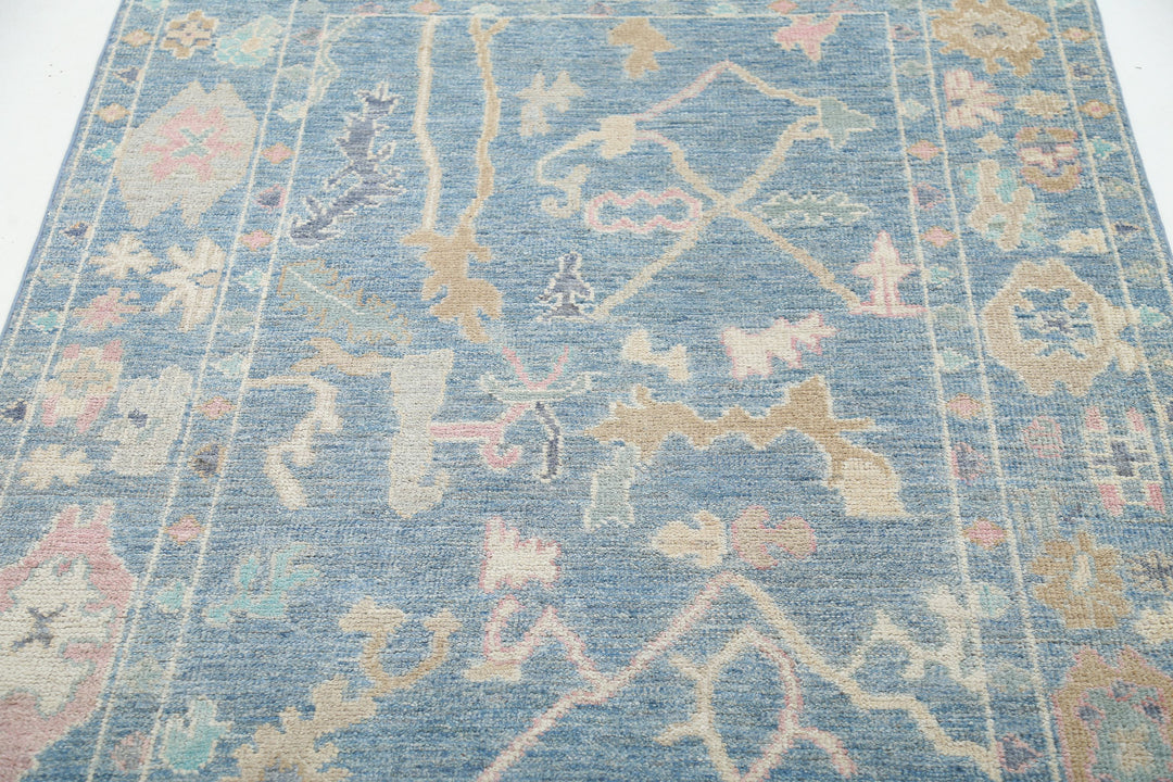 Hand Knotted Oushak Wool Rug 4' 0" x 5' 10" - No. AT33128
