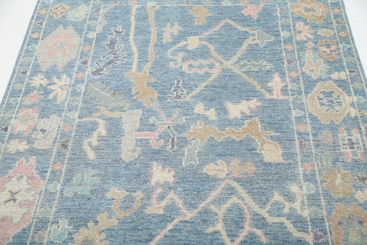 Hand Knotted Oushak Wool Rug 4' 0" x 5' 10" - No. AT33128