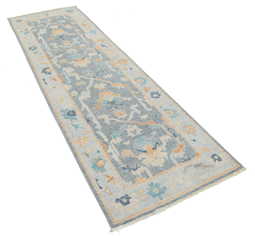 Hand Knotted Oushak Wool Rug 2' 10" x 9' 4" - No. AT64209