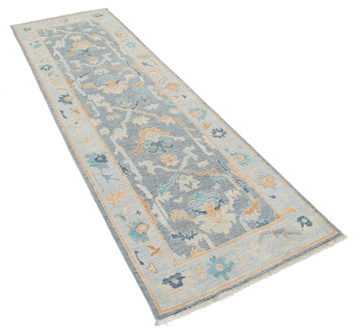 Hand Knotted Oushak Wool Rug 2' 10" x 9' 4" - No. AT64209