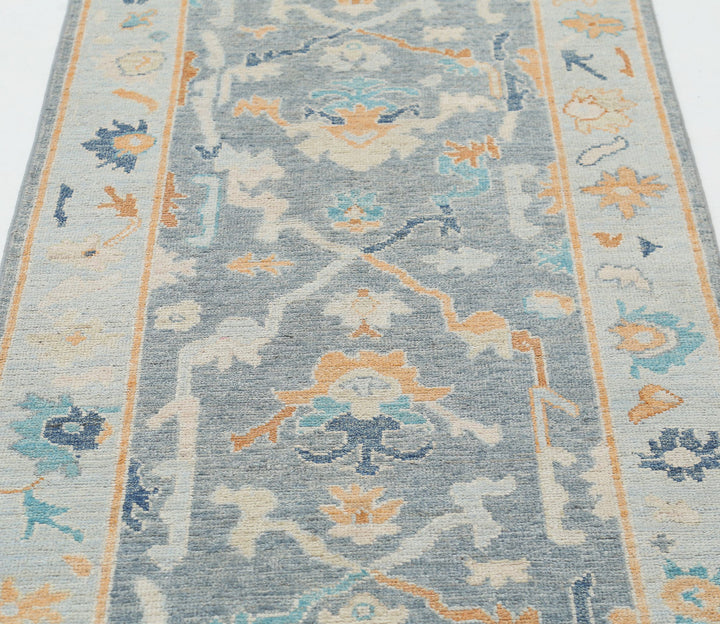 Hand Knotted Oushak Wool Rug 2' 10" x 9' 4" - No. AT64209
