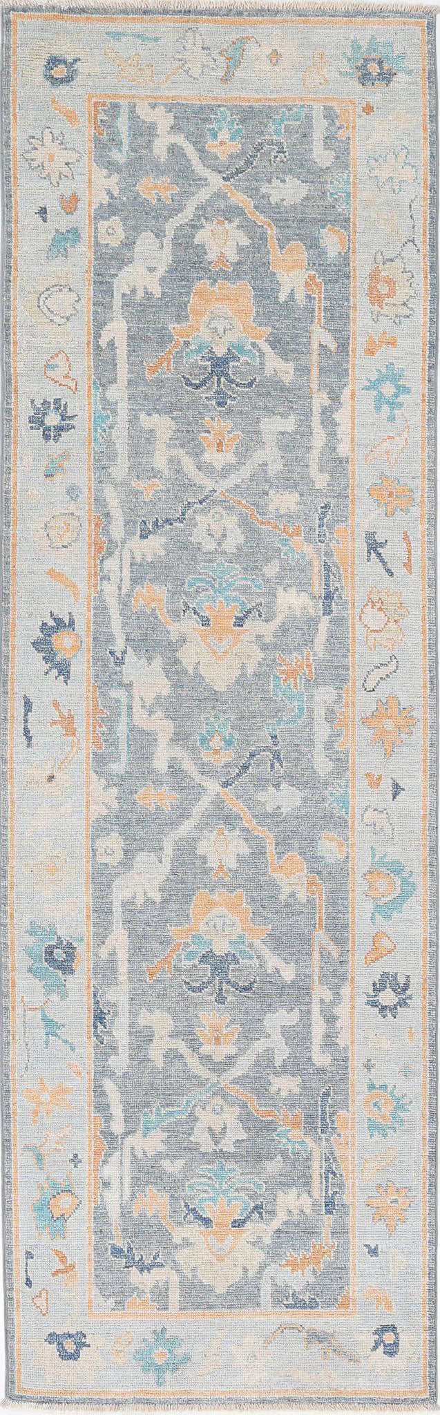 Hand Knotted Oushak Wool Rug 2' 10" x 9' 4" - No. AT64209