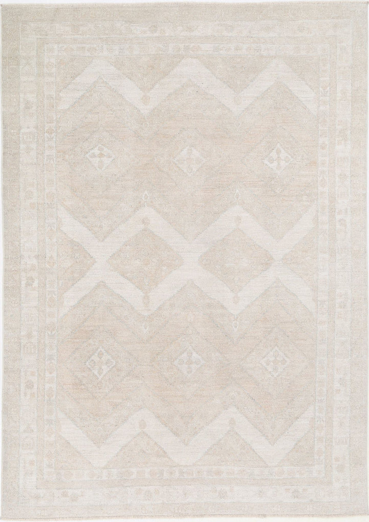 Hand Knotted Oushak Wool Rug 6' 2" x 8' 10" - No. AT11420