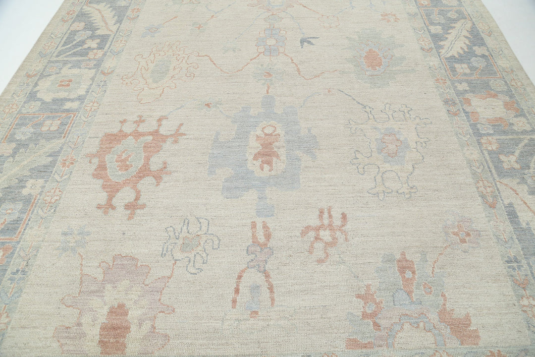Hand Knotted Oushak Wool Rug 9' 0" x 11' 7" - No. AT93316