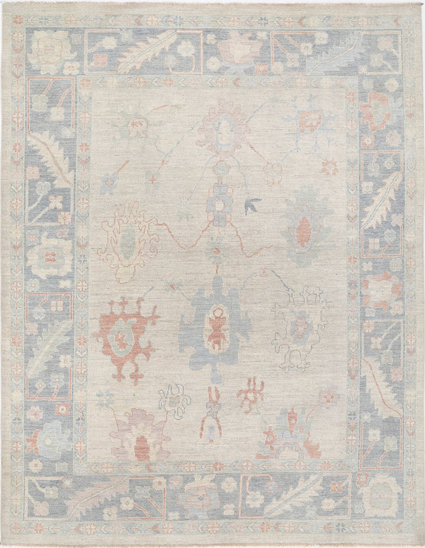 Hand Knotted Oushak Wool Rug 9' 0" x 11' 7" - No. AT93316
