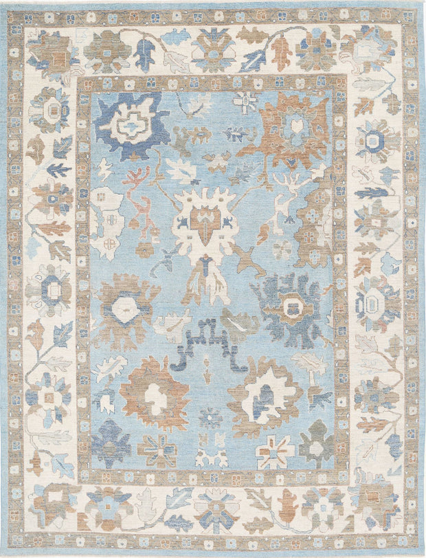 Hand Knotted Oushak Wool Rug 9' 0" x 11' 10" - No. AT66619
