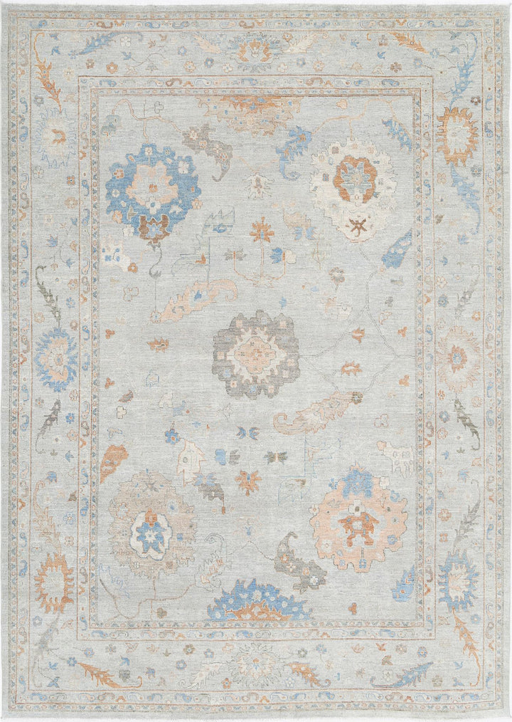 Hand Knotted Oushak Wool Rug 10' 2" x 14' 0" - No. AT98294