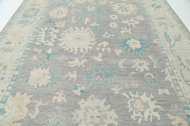 Hand Knotted Oushak Wool Rug 9' 9" x 13' 7" - No. AT16987