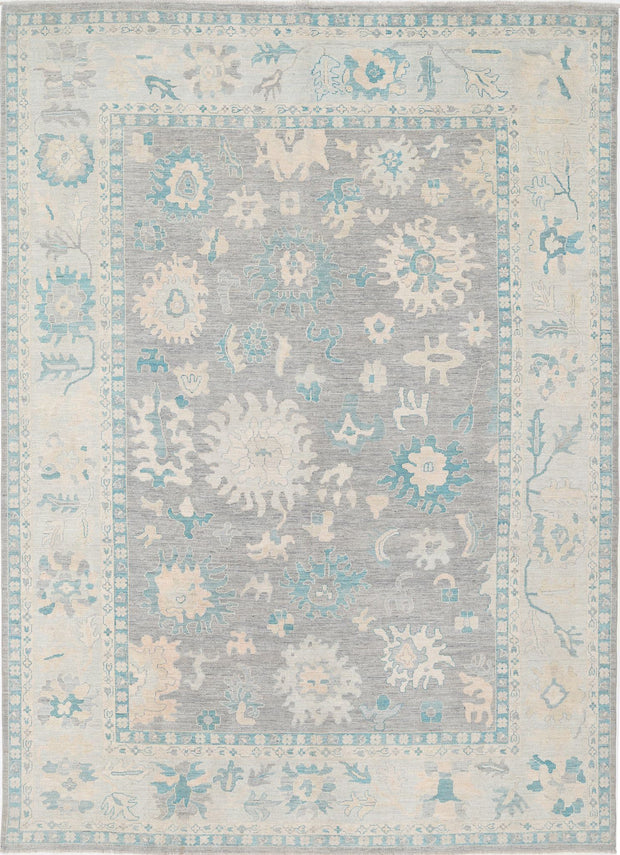 Hand Knotted Oushak Wool Rug 9' 9" x 13' 7" - No. AT16987