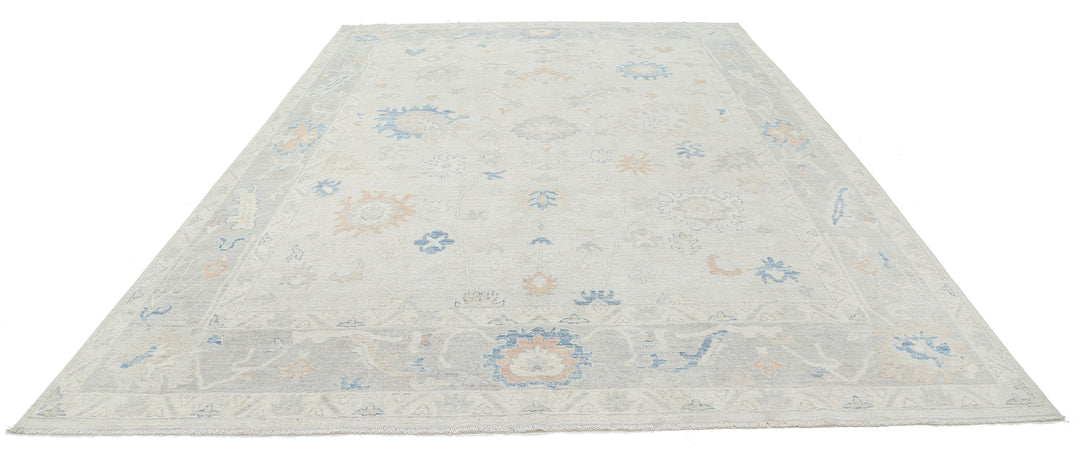Hand Knotted Oushak Wool Rug 9' 8" x 13' 8" - No. AT31144