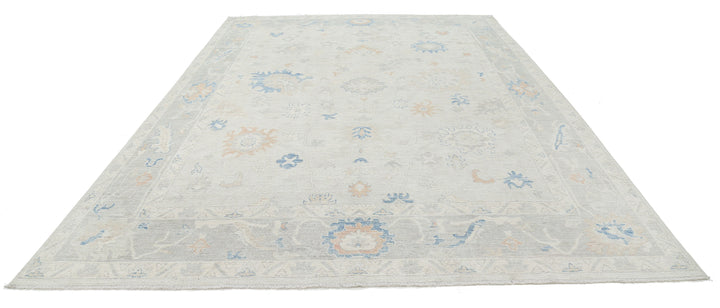 Hand Knotted Oushak Wool Rug 9' 8" x 13' 8" - No. AT31144