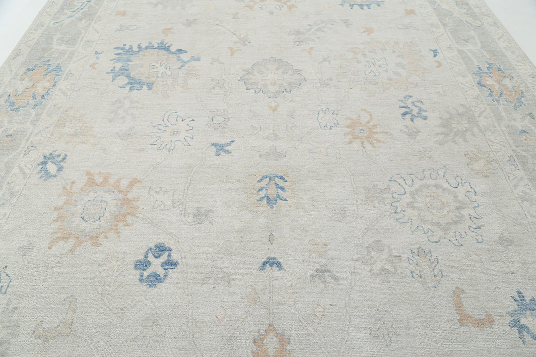 Hand Knotted Oushak Wool Rug 9' 8" x 13' 8" - No. AT31144