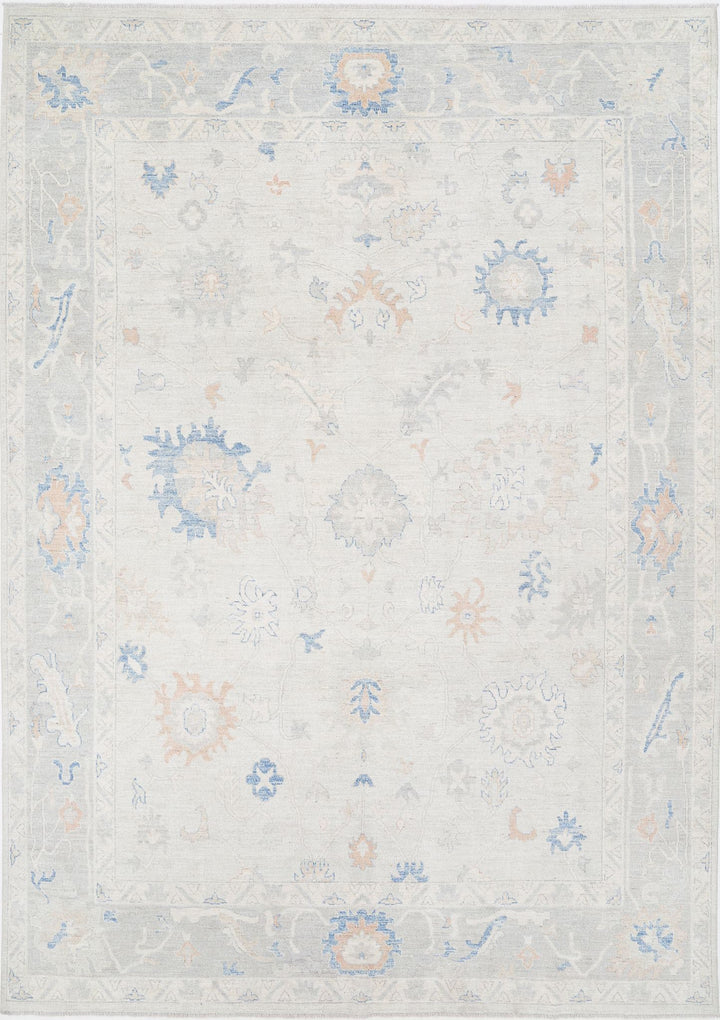 Hand Knotted Oushak Wool Rug 9' 8" x 13' 8" - No. AT31144